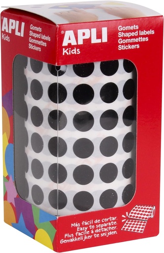 [11482] 112242 GOMETS REDONDOS 10,5MM NEGRO ROLLO 4720 UDS. APLI 11482
