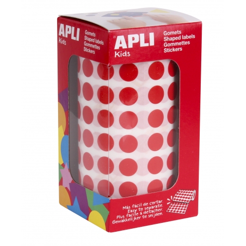 [4853] 112236 GOMETS REDONDOS 10,5MM ROJO ROLLO 4720 UDS. APLI 4853
