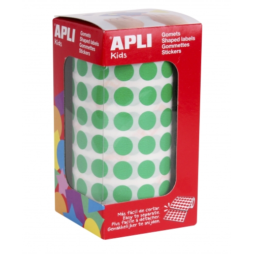 [4854] 112237 GOMETS REDONDOS 10,5MM VERDE ROLLO 4720 UDS. APLI 4854