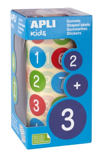 [15127] 118358 GOMETS REDONDOS 123 20MM ROLLO REMOVIBLE MULTICOL APLI. 15127