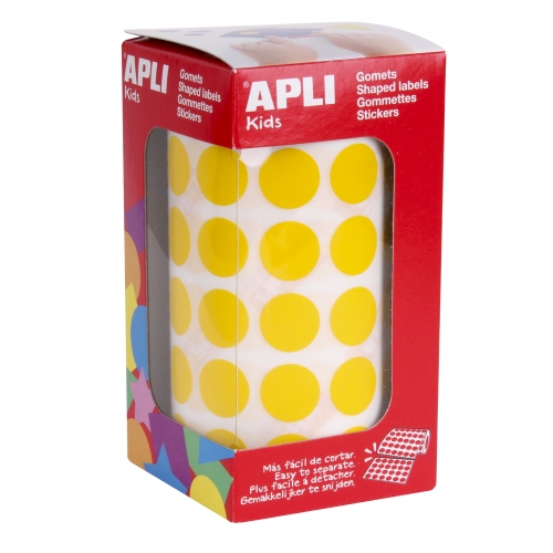 [4855] 112302 GOMETS REDONDOS 15MM AMARILLO ROLLO 2832 UDS. APLI 4855
