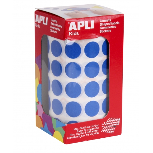 [4856] 112244 GOMETS REDONDOS 15MM AZUL ROLLO 2832 UDS. APLI 4856