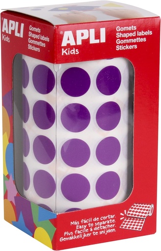 [11485] 112249 GOMETS REDONDOS 15MM LILA ROLLO 2832 UDS. APLI 11485