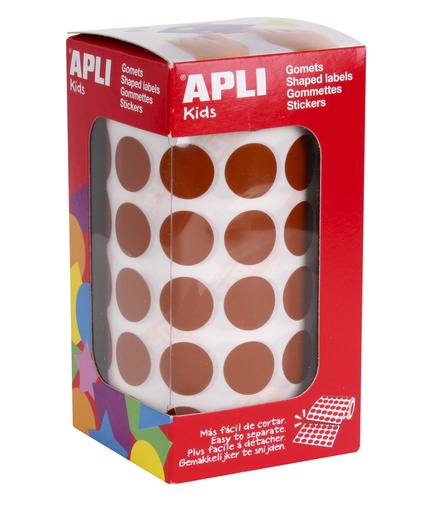 [11486] 112250 GOMETS REDONDOS 15MM MARRON ROLLO 2832 UDS. APLI 11486