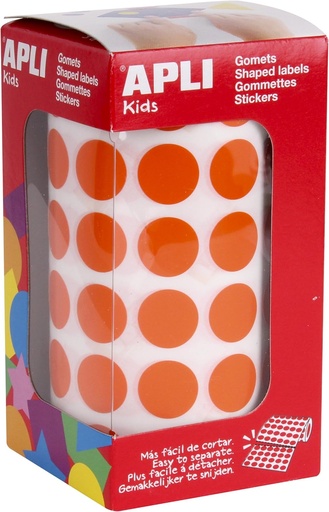 [11483] 112247 GOMETS REDONDOS 15MM NARANJA ROLLO 2832 UDS. APLI 11483