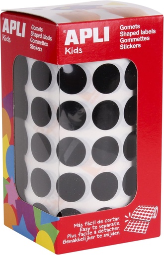 [11487] 112251 GOMETS REDONDOS 15MM NEGRO ROLLO 2832 UDS. APLI 11487