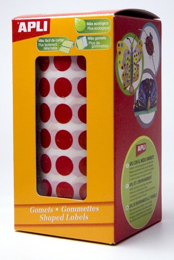 [4857] 112245 GOMETS REDONDOS 15MM ROJO ROLLO 2832 UDS. APLI 4857