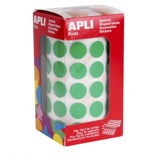 [4858] 112246 GOMETS REDONDOS 15MM VERDE ROLLO 2832 UDS. APLI 4858