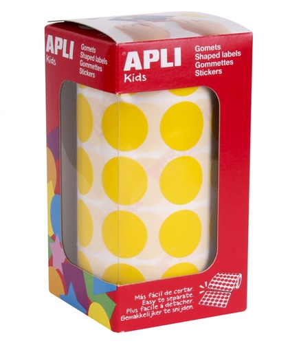 [4859] 112303 GOMETS REDONDOS 20MM AMARILLO ROLLO 1770 UDS. APLI 4859