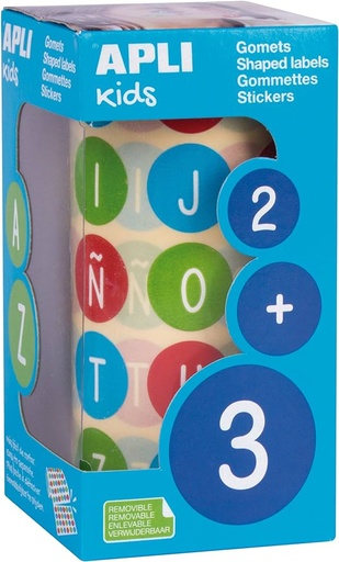 [15126] 118357 GOMETS REDONDOS ABC 20MM ROLLO REM MULTICOLOR APLI. 15126