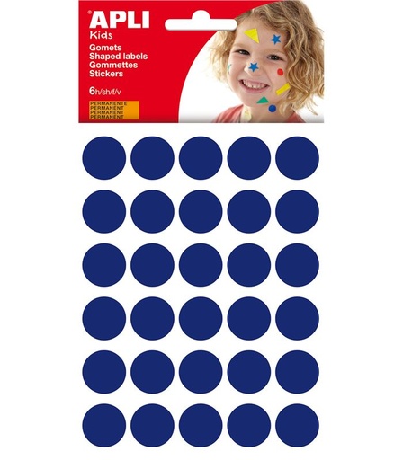 [13226] 112377 GOMETS REDONDOS Ø 20MM AZ PERMANENTES BOLSA 6HJ 32 UDS. APLI 13226