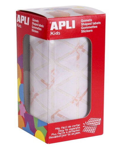 [11906] 112273 GOMETS TRIANGULARES 20x20x20MM BLANCO ROLLO 2596 UDS. APLI 11906