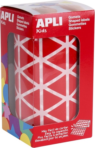 [4869] 112266 GOMETS TRIANGULARES 20x20x20MM ROJO ROLLO 2596 UDS. APLI 4869
