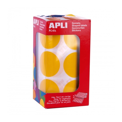 [17865] 255474 GOMETS XL EN ROLLO REDONDOS Ø 33 COLOR AMARILLO APLI 17865