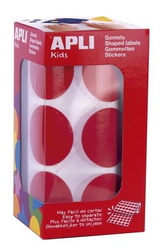 [17863] 255472 GOMETS XL EN ROLLO REDONDOS Ø 33 COLOR ROJO APLI 17863