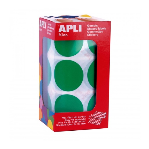 [17862] 255471 GOMETS XL EN ROLLO REDONDOS Ø 33 COLOR VERDE APLI 17862