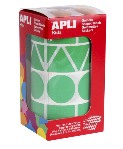 [11164] 112339 GOMETS XL FIGURAS GEOMETRICAS 27MM VERDE ROLLO 1357 UDS. APLI 11164
