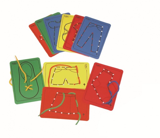 [740] 112639 HILAR ROPA 10 TARJETAS PLASTICO DIFERENTES+CORDONES HENBEA 740
