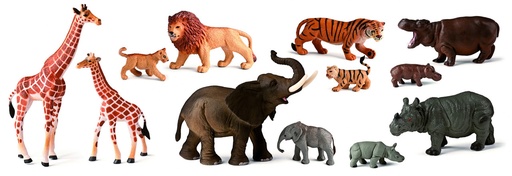 [25137] 252340 JUEGO MINILAND ANIMALES SELVA CON CRIAS 12 FIGURAS 25137