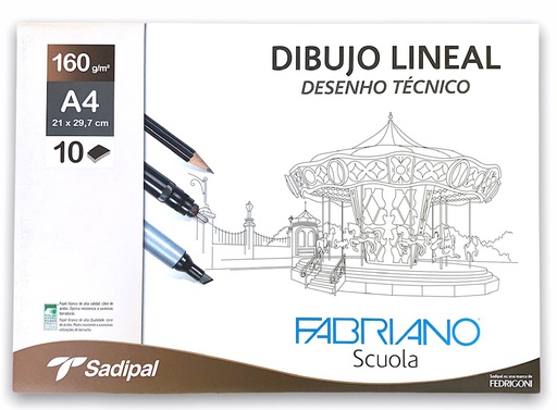 [F74233252] 113591 LAMINAS DIBUJO A3 160G 10HJ LISO DISEÑO FABRIANO