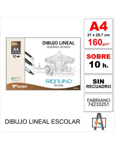 [F74233251] 113590 LAMINAS DIBUJO A4 160G 10HJ LISO DISEÑO FABRIANO