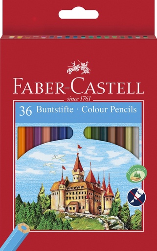 [120136] 114116 LAPICEROS COLOR CJ.36 UDS. LINEA ROJA HEXAGONALES LARGOS FABER C.