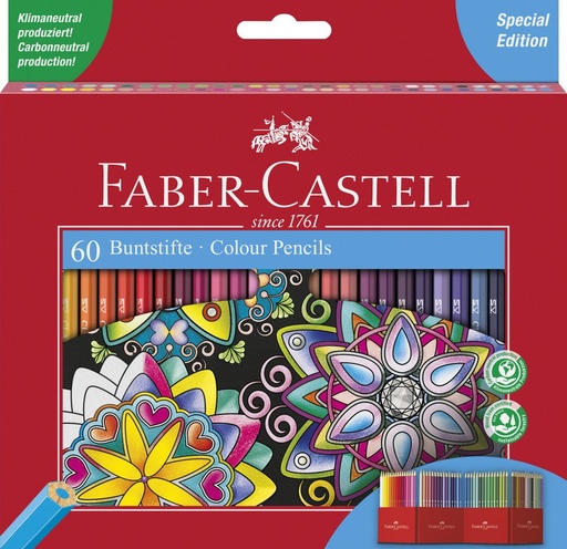 [111260] 253861 LAPICEROS COLOR CJ.60 UDS. LINEA ROJA HEXAGONALES LARGOS FABER C.