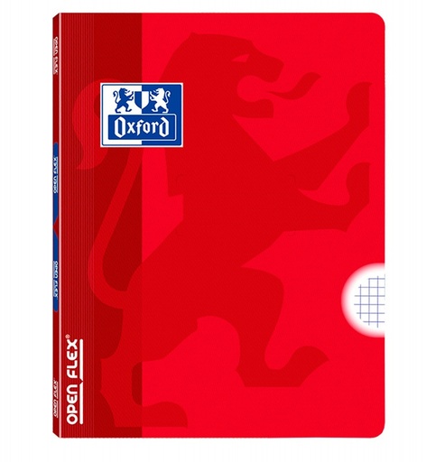 [100735871] 250146 LIBRETA A4+ 48HJ CUADRO 4MM T/PLASTICO OPENXFLEX ROJO  OXFORD