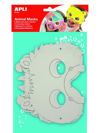 [13684] 112016 MASCARAS DE CARTON ANIMALES 6UD + GOMAS APLI 13684