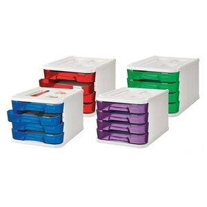 [1000-53] 113580 MODULO APILABLE PLASTICO 4 CAJONES TRANSLUCIDO 28,5X37,5X23CM GR/RJ FAIBO 1000-53