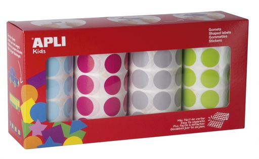 [17685] 254764 PACK 4 ROLLOS GOMETS REDONDOS 20MM AZ/FUC/GRIS/VE 7080U APLI 17685