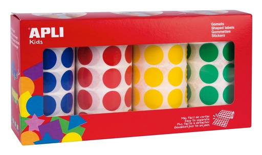 [13793] 118356 PACK 4 ROLLOS GOMETS REDONDOS 20MM AZ/RO/AM/VE 7080U APLI. 13793