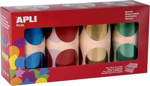 [18303] 254768 PACK 4 ROLLOS GOMETS XXL REDONDOS Ø 45MM AZ/RO/AM/VE METALIZADOS 1416U APLI 18303