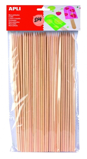 [13483] 255504 PALOS DE PINCHO DE MADERA NATURAL 50 UDS. APLI 13483