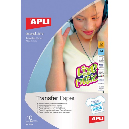 [4128] 160145 PAPEL A4 10H. TRANSFER INKJET TEJIDOS BLANCOS APLI
