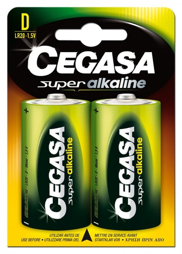 [000152] 117412 PILAS CEGASA SUPER ALCALINAS LR20-D BLÍSTER 2 UDS