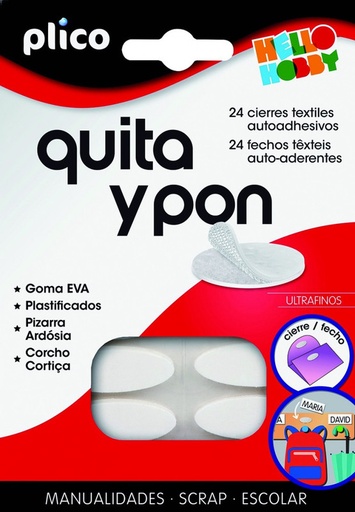 [13302] 250183 QUITA Y PON. 24 MINI CIERRES TEXTILES AUTOADHESIVOS PLICO