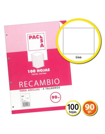 [21268] 250138 RECAMBIO A4 100HJ 4 TALADROS LISO 90G PACSA