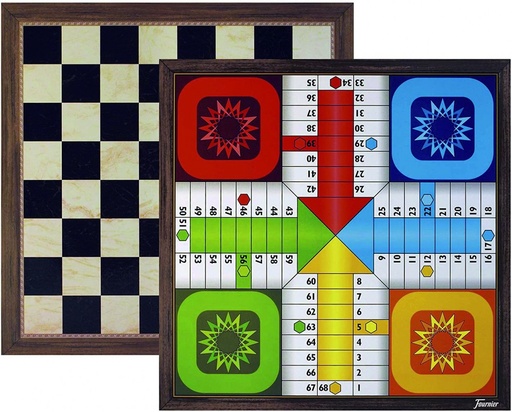 [25001381] 254888 TABLERO PARCHIS-AJEDREZ 4JUGADORES 40x40CM FOURNIER